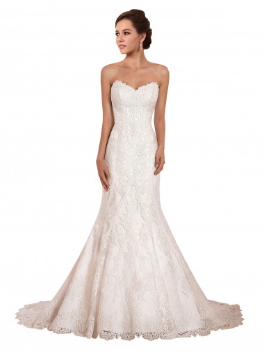Lace Sweetheart Mermaid Ivory Sexy Wedding Dress Derby