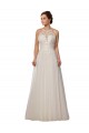 Tulle Illusion Neck Sweep Train A-Line Ivory Wedding Dress Derby