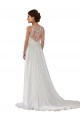 Soft Chiffon Illusion Neck A-Line Ivory Boho Wedding Dress Derby