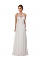 Soft Chiffon Illusion Neck Sheath Ivory Wedding Dress Derby