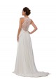 Soft Chiffon Illusion Neck Sheath Ivory Wedding Dress Derby