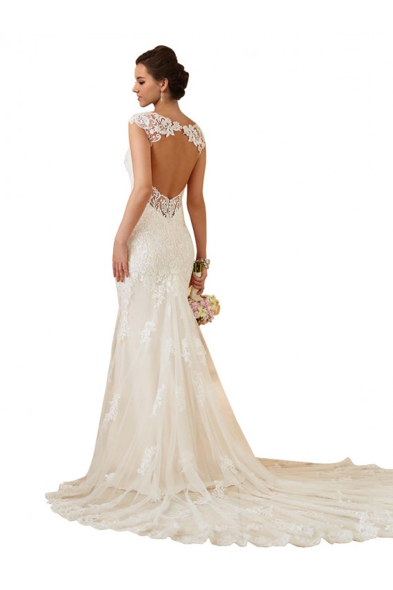 Lace Sweetheart Keyhole Back Mermaid Ivory Modern Wedding Dress Derby