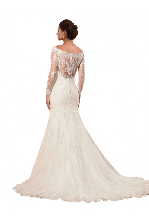 Lace Bateau Neck Mermaid Ivory Sexy Wedding Dress Derby
