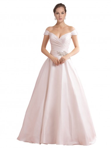 Satin Sweetheart V-Back A-Line Ivory Wedding Dresses Derby