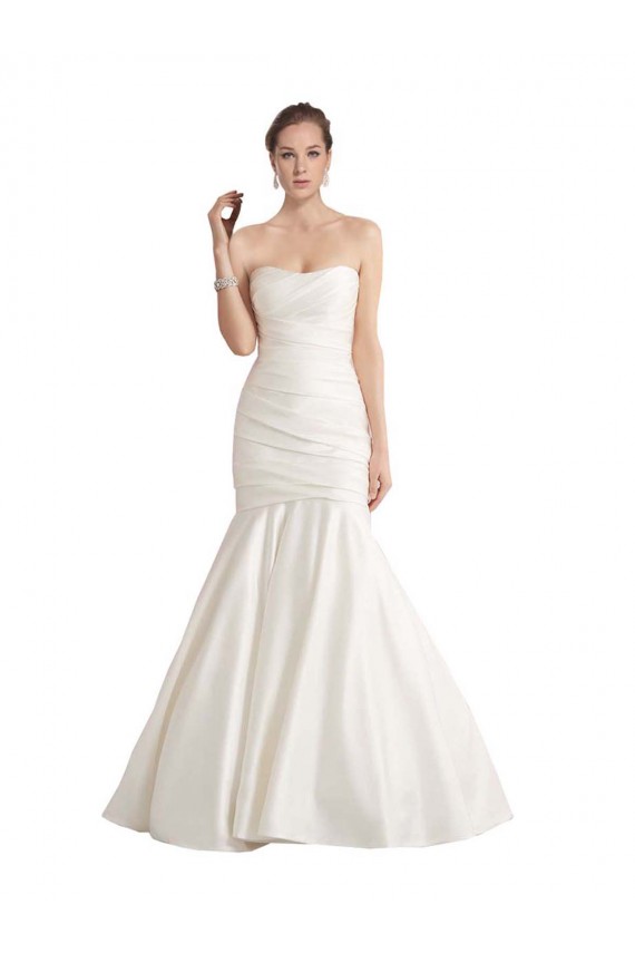 Satin Strapless Low Back Mermaid Ivory Beach Wedding Dress Derby