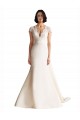Satin V-Neck Keyhole Back A-Line Ivory Wedding Dress Derby