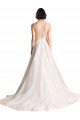 Tulle Illusion Neck A-Line Ivory Wedding Dress Derby