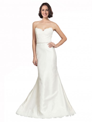 Satin & Lace Sweetheart Trumpet Ivory Bridal Dress Derby