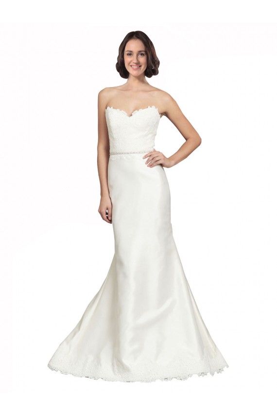 Satin & Lace Sweetheart Trumpet Ivory Bridal Dress Derby