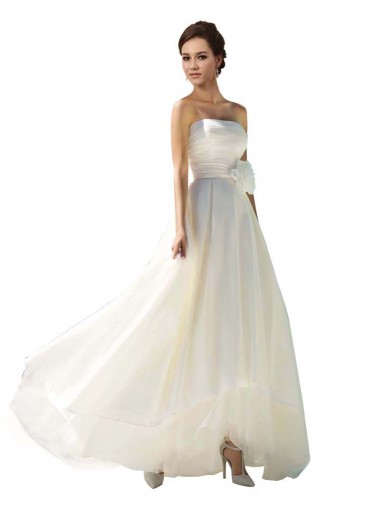 Soft Chiffon Strapless A-Line Ivory Wedding Dress Derby