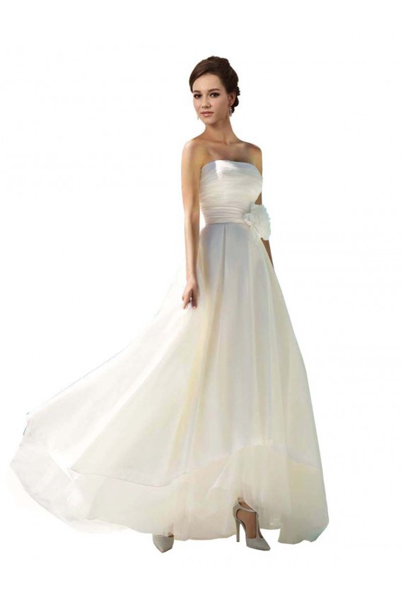 Soft Chiffon Strapless A-Line Ivory Wedding Dress Derby