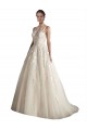 Tulle Illusion Neck A-Line Ivory & Champagne Wedding Dress Derby