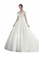 Satin & Lace Illusion Neck A-Line White Wedding Dress Derby