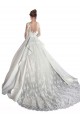 Satin & Lace Illusion Neck A-Line White Wedding Dress Derby