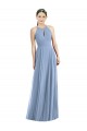 Soft Chiffon Halter Neck A-Line Dusty Blue Semi Formal Evening Dress / Bridesmaid Dress Derby