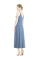 Soft Chiffon Spaghetti Straps A-Line Dusty Blue Bridesmaid Dress Derby