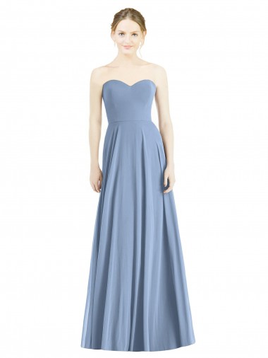 Soft Chiffon Sweetheart A-Line Dusty Blue Evening Dress / Bridesmaid Dress Derby