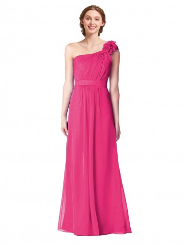 Soft Chiffon One Shoulder A-Line Azalea Bridesmaid Gown Derby