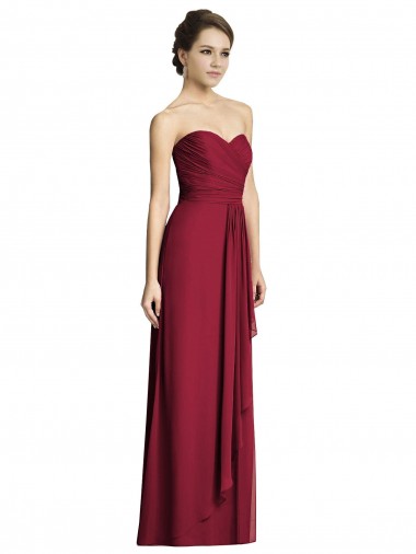 Soft Chiffon Sweetheart A-Line Burgundy Formal Dress / Bridesmaid Dress Derby