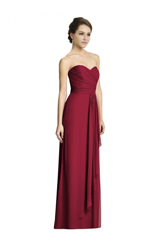 Soft Chiffon Sweetheart A-Line Burgundy Formal Dress / Bridesmaid Dress Derby