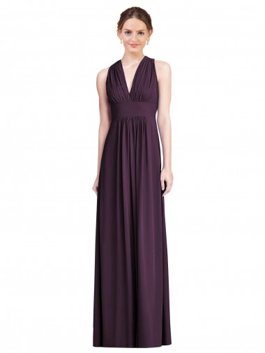 Soft Chiffon V-Neck A-Line Grape Bridesmaid Dress Derby