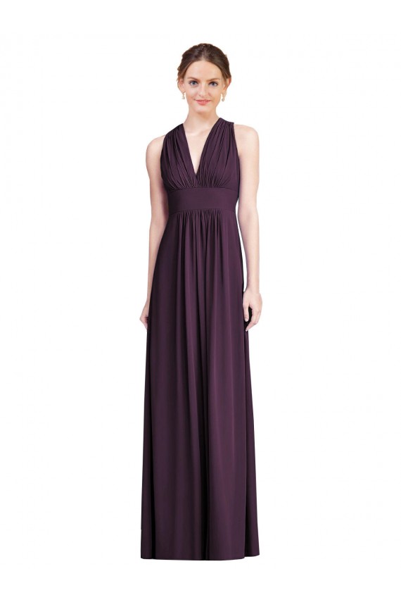 Soft Chiffon V-Neck A-Line Grape Bridesmaid Dress Derby