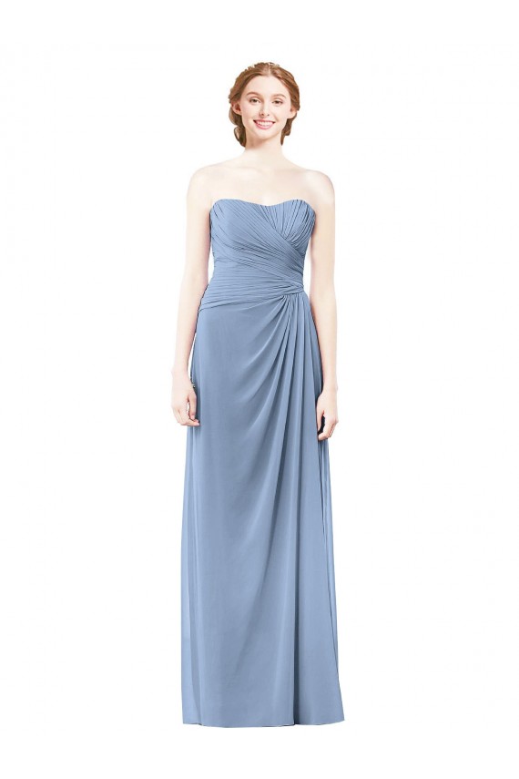 Chiffon Strapless A-Line Dusty Blue Formal Dresses / Bridesmaid Dresses Derby
