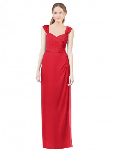 Soft Chiffon Sweetheart A-Line Red Formal Dress / Bridesmaid Dress Derby