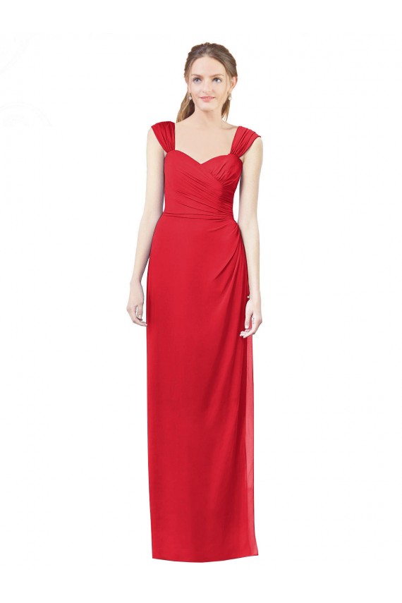 Soft Chiffon Sweetheart A-Line Red Formal Dress / Bridesmaid Dress Derby