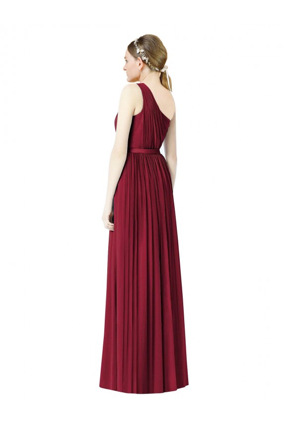 Soft Chiffon One Shoulder A-Line Burgundy Bridesmaid Gown Derby