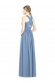 Chiffon V-Neck A-Line Dusty Blue Bridesmaid Gowns Derby