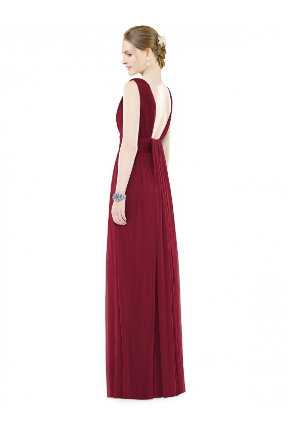 Soft Chiffon V-Neck A-Line Royal Blue Bridesmaid Gowns Derby