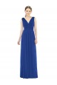 Soft Chiffon V-Neck A-Line Royal Blue Bridesmaid Gowns Derby