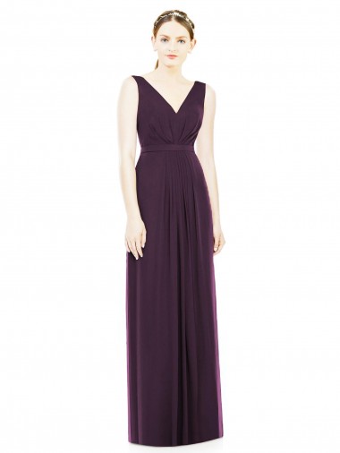 Chiffon V-Neck A-Line Grape Bridesmaid Dress / Evening Dress Derby