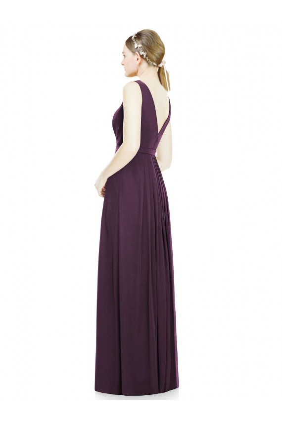 Chiffon V-Neck A-Line Grape Bridesmaid Dress / Evening Dress Derby