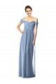 Soft Chiffon Off the Shoulder A-Line Dusty Blue Bridesmaid Dress Derby