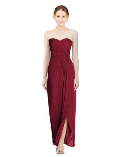 Soft Chiffon Sweetheart Sheath Burgundy Bridesmaid Dress Derby