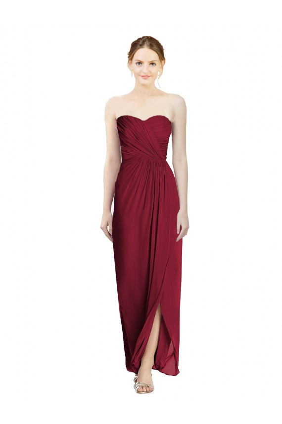 Soft Chiffon Sweetheart Sheath Burgundy Bridesmaid Dress Derby