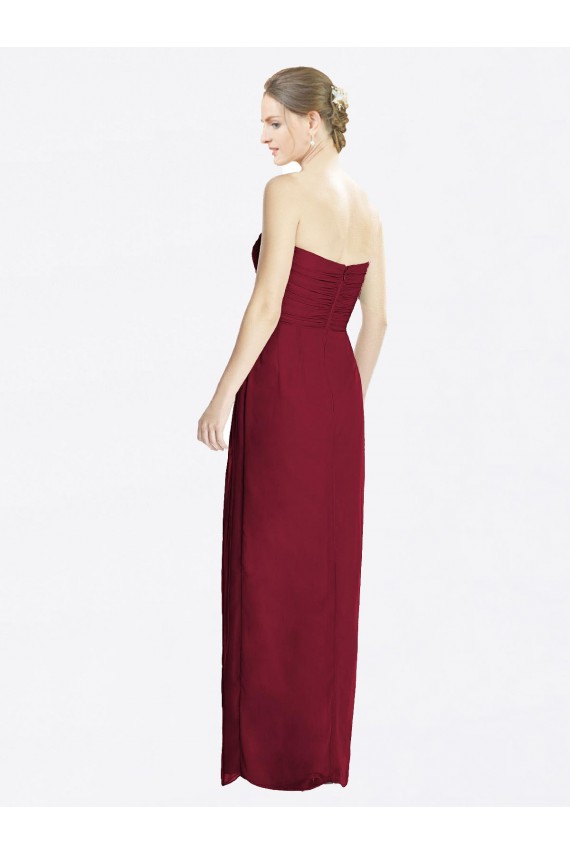 Soft Chiffon Sweetheart Sheath Burgundy Bridesmaid Dress Derby