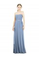 Soft Chiffon Strapless A-Line Dusty Blue Bridesmaid Dress Derby