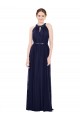 Soft Chiffon High Neck A-Line Dark Navy Bridesmaid Dress / Formal Dress Derby