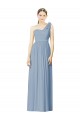 Soft Chiffon One Shoulder A-Line Dusty Blue Bridesmaid Dress Derby