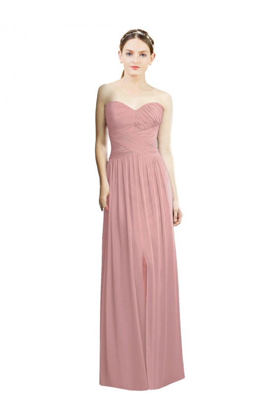 Chiffon Strapless A-Line Dusty Pink Bridesmaid Dress / Evening Dress Derby