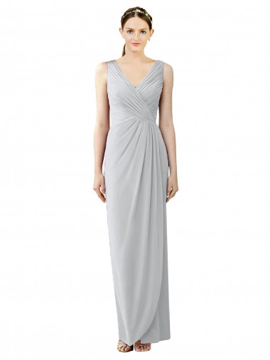 Chiffon V-Neck V-Back Sheath Frost Bridesmaid Dress / Evening Dress Derby