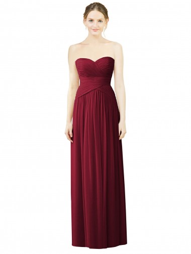 Soft Chiffon Sweetheart A-Line Burgundy Evening Dress / Bridesmaid Dress Derby