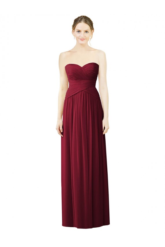Soft Chiffon Sweetheart A-Line Burgundy Evening Dress / Bridesmaid Dress Derby