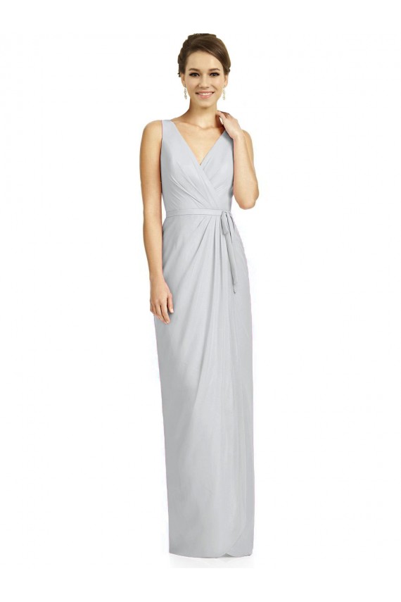 Soft Chiffon V-Neck V-Back Sheath Frost Bridesmaid Dress Derby