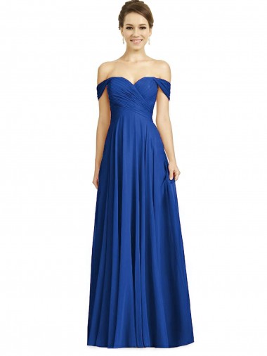 Soft Chiffon Sweetheart A-Line Royal Blue Semi Formal Evening Dress / Bridesmaid Dress Derby