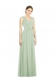 Soft Chiffon V-Neck V-Back A-Line Sage Bridesmaid Dress Derby