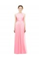 Soft Chiffon Halter Neck A-Line Salmon Bridesmaid Dress Derby